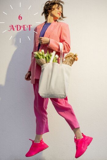 Salvia Dione Cloth Bag 6 Pieces Can Be Punch Cotton Shopping Bag Market Grocery Bag Beach Bag