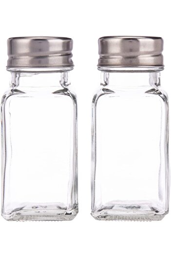 AKDC Salt & Pepper Set L(4CM) XW(4CM) XH(9CM) Clear with silver lid