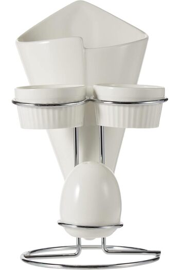 Symphony French Fries Holder With Saucer & Salt Shake - 2 Pieces,White