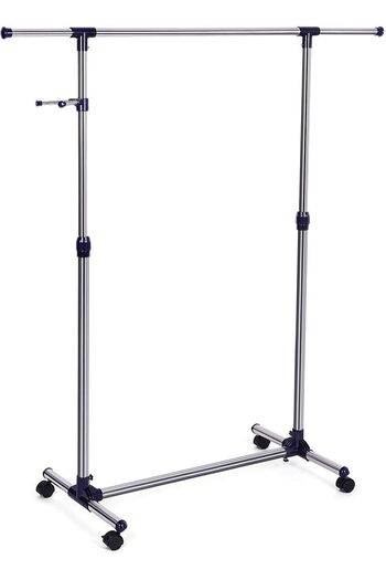 Mahmayi SONGMICS Adjustable Garment Coat Rack with Casters Hanging Rail Clothes Stand-Silver and Blue