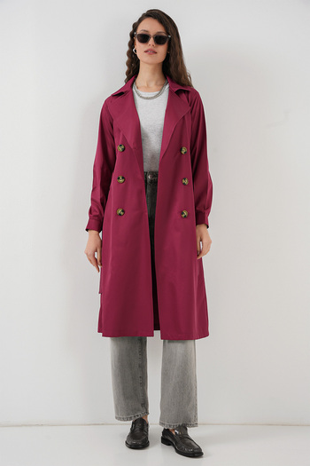 Bigdart 5853 Double Breasted Collar Trench Coat - Claret Red