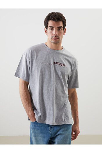LC Waikiki Ανδρικό μπλουζάκι LCW Crew Neck με εμπριμέ χτενισμένο βαμβάκι