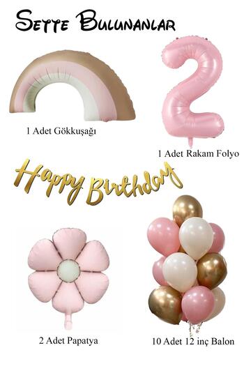 Patladı Gitti Retro 2 Year Old Daisy Themed Baby Girl Concept Birthday Set