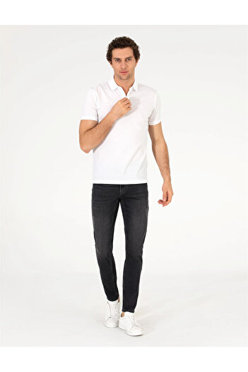 Cacharel Men's Polo Neck Slim Fit Basic T-Shirt-White