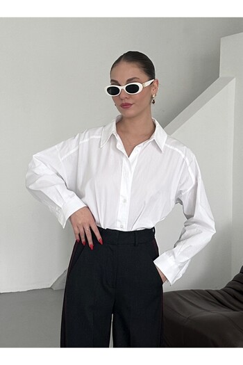 Laluvia White Poplin Shirt - 4943