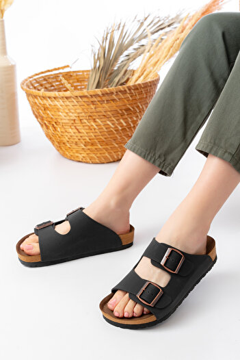 SİLİYA Sly Unisex Orthopedic Sole Slippers Double Banded Buckle Casual & Out Slippers