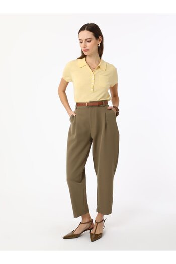 Refka Basic Mold High Waist Trousers - Light Khaki - Refka