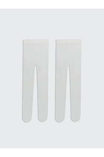 LC Waikiki Lcw Baby Ecru Basic Baby Girl Pantyhose 2-Pack