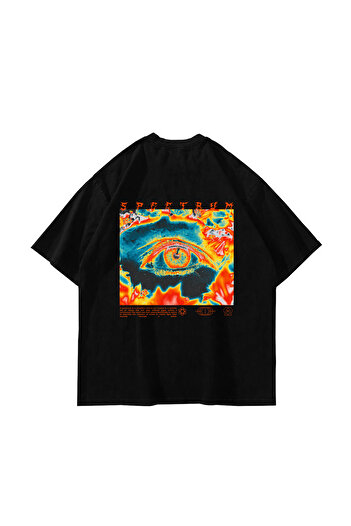 Sekizbiraltı Μπλουζάκι Unisex Μαύρο Oversize Spectrum Printed