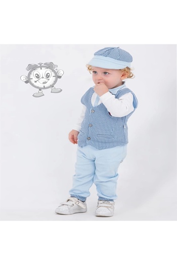 imajbebe Boys 4-Piece Baby Suit with Bow Tie Vest