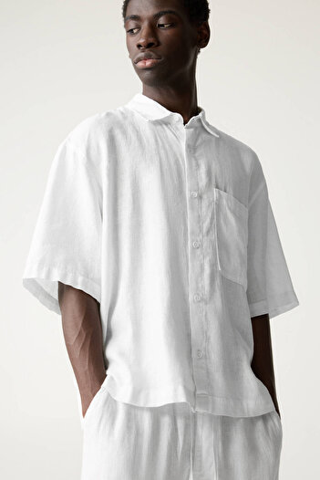 Pull & Bear % 100 keten kısa kollu gömlek