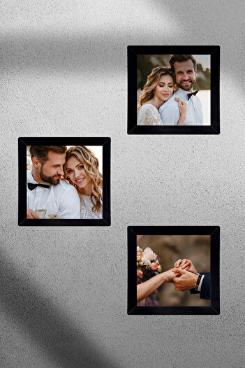 yhfoto 10X10 Wooden Black Frame 3 Pieces - 10X10Cm - 3 Piece Frame