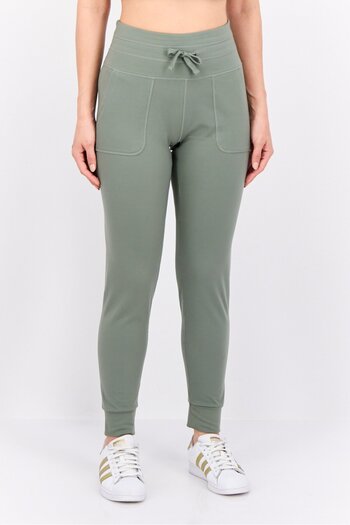 Hype Women Drawstring Plain 28 Inseam Jogger Pants, Olive