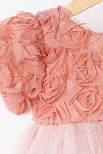 Banamio Rosalinda Baby Girl's Cotton Lined Rose Detailed Fluffy Tulle Tutu Dress