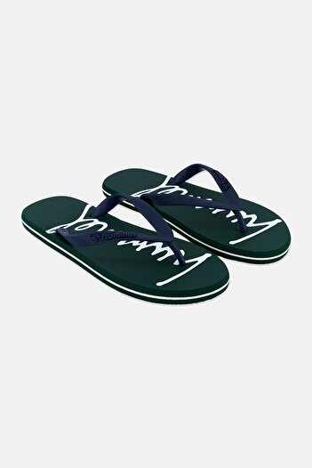 hummel Men Brand Logo Flip Flop Slippers, Green