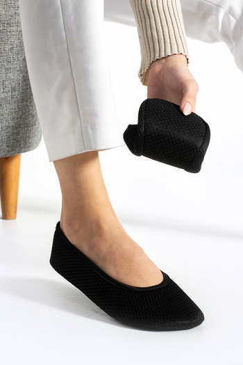 RedPlay Hajj Umrah Tawaf Booties Mesh Black Stretch Fabric Booties