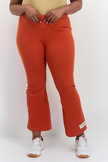 The Giving Movement Women Regular Fit Ribbed Flare Pants, Rust