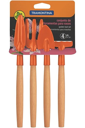 TRAMONTINA Since 1911, Made In Brazil - 4 Pcs Garden Set; 2 Trowels Garden Fork Cultivator