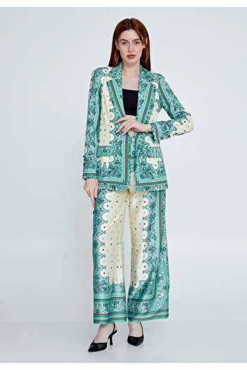 MİANOTTE Long Sleeve Patterned Regular Jacket - Pants Bottom Top Set