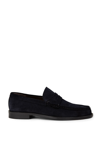 Deery Men's Genuine Suede Navy Blue Loafers