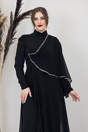 PİENNAR Ahenk Jumpsuit with Cape Shoulders