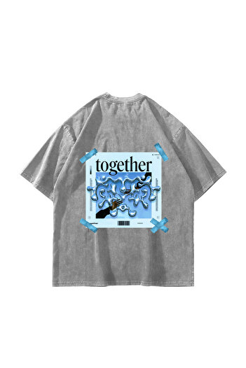 Sekizbiraltı Πλένεται White Together Back Printed Oversize Unisex Tshirt