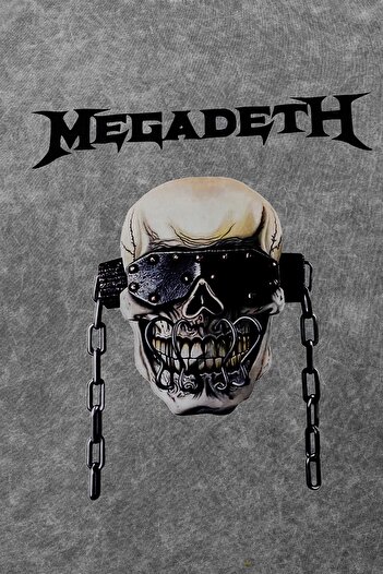 Sekizbiraltı Λευκό μπλουζάκι με στάμπα Megadeth Unisex Oversize