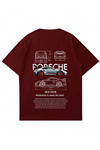 Mad&Calf Μπλουζάκι Unisex Porsche GT3 με στάμπα με λαιμόκοψη