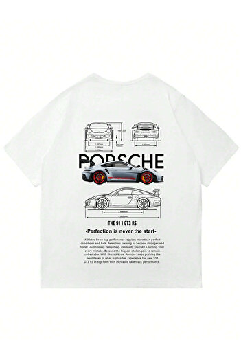 Mad&Calf Μπλουζάκι Unisex Porsche GT3 με στάμπα με λαιμόκοψη
