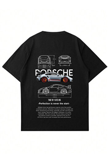Mad&Calf Μπλουζάκι Unisex Porsche GT3 με στάμπα με λαιμόκοψη