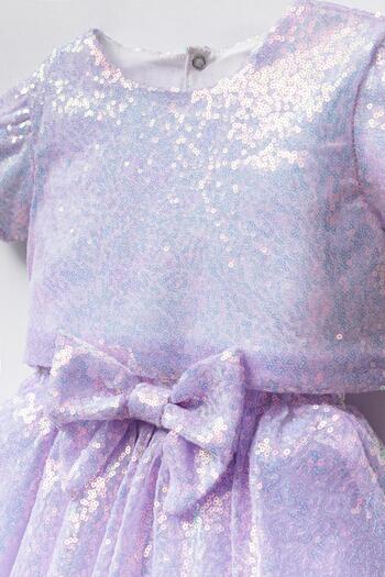 Magu Girl's Sequined Crop Top and Tulle Bow Skirt Set