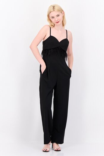 Donna Morgan Women Solid Sleeveless Jumpsuit, Black