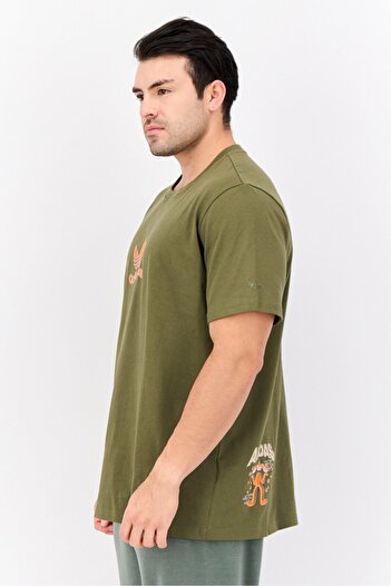 adidas Men Sportswear Fit Short Sleeves Outdoor T-Shirt, Olive
