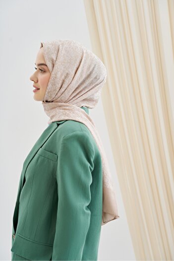 ARMANDA Drop Pattern Cotton Shawl - Light Beige