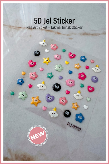 Nera Classy 5D Jel Sticker, Nail Art Etiket, Jel Sticker