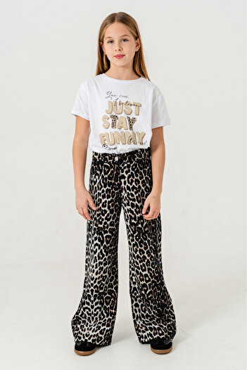GİYİCEM TEKSTİL Leopard Motifle 2561 Model Child's Trousers