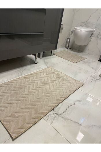Coperta Home Embossed Non-Slip Base 2 Piece Bath Mat Set
