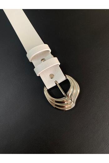 LİA KEMER Oval Silver Patterned Model Belt Waist Belt Coat Belt Dress Belt Trouser Belt