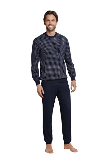 Schiesser Jersey Schlafanzug Dark Sapphire Schlafanzug Pyjama Schlafmode Bequem
