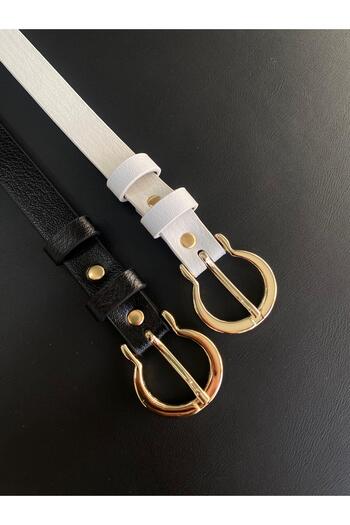 LİA KEMER 2-Piece Oval Gold Buckle Model Belt Waist Belt Coat Belt Dress Belt Trouser Belt