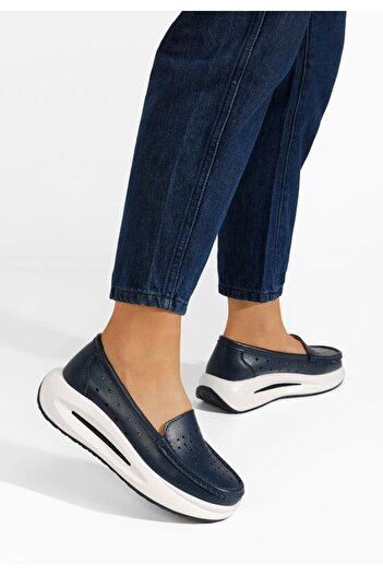 B T Shoes Mocasini cu platforma Laurea navy