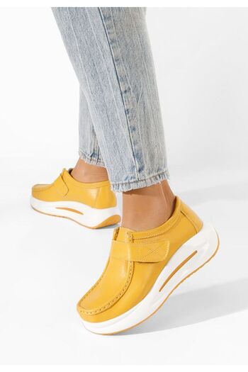 B T Shoes Alseida yellow genuine leather loafers
