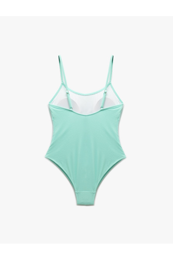 Koton Lightly Supported Textured Thin Strap Fit Swimsuit