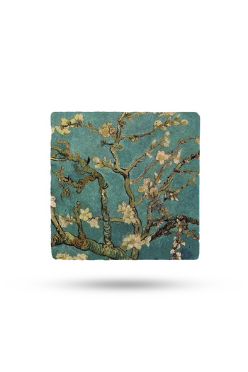 Begoloni Stone Decor Natural Stone Coaster Vangogh Work Printed 10X10Cm 100% Travertine Natural Stone