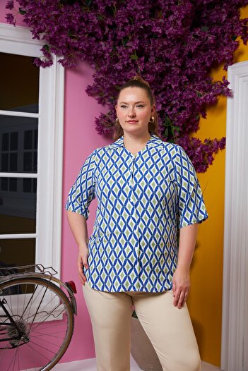 RMG Short Sleeve, Plus Size Shirt - Blue
