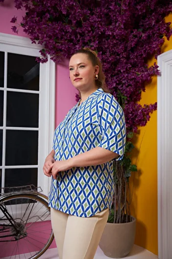 RMG Short Sleeve, Plus Size Shirt - Blue