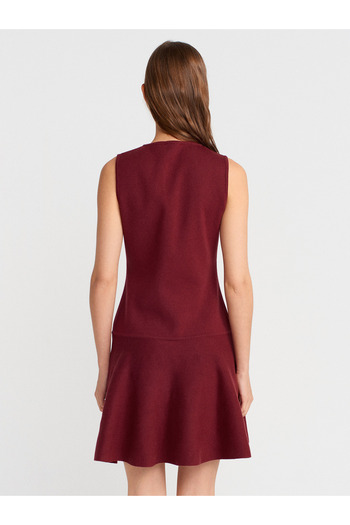 Dilvin 90244 Dilvin Bis. Collar Button. Knitting Dress with Volan