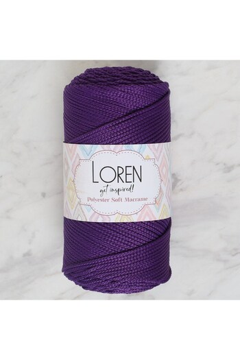 mivento Loren Polyester Soft Macrame Dark Purple Hand Knitting Yarn - Lm037 - 34442