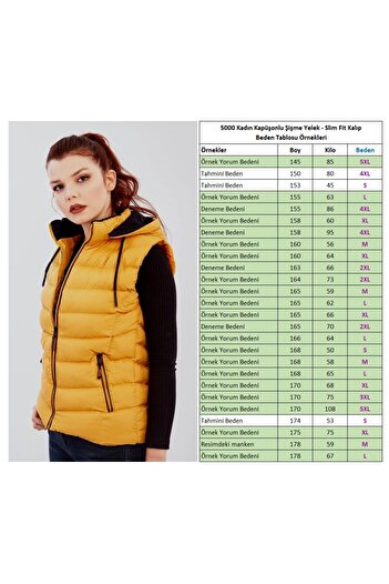 DYNAMO Women's Mustard Hooded Puffer Vest with Fleece Inside the Hood