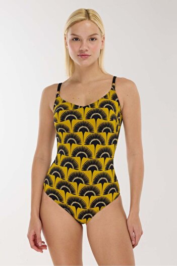 AYYILDIZ 3149 Yellow Patterned Recovery Swimsuit